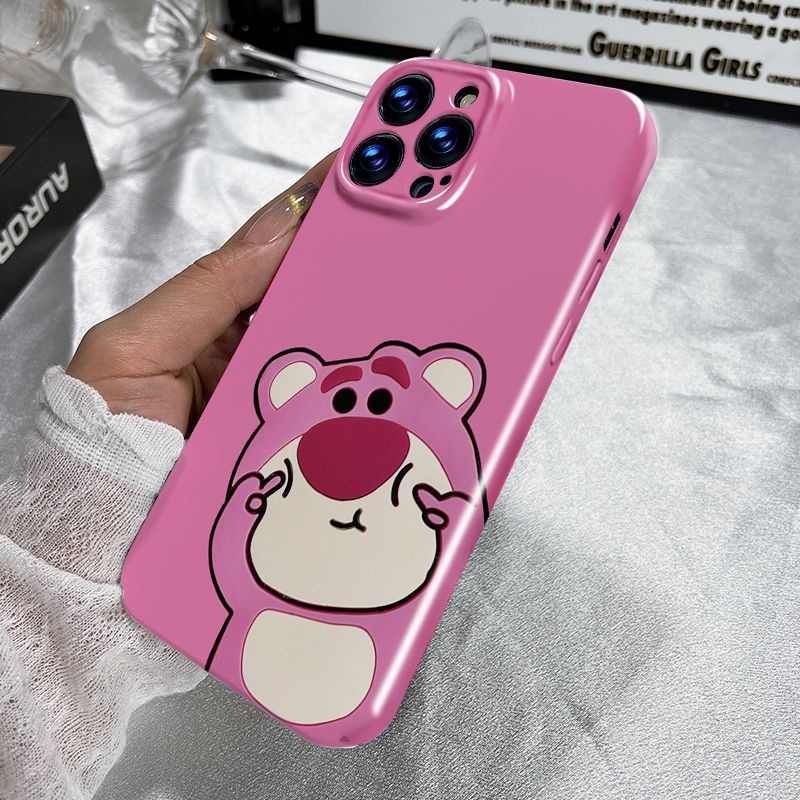 Ốp Điện Thoại Cứng Họa Tiết Gấu Và Dâu Tây Dễ Thương Cho Iphone 13 / xr8 11 XS 14Promax / plus12 / T2IH