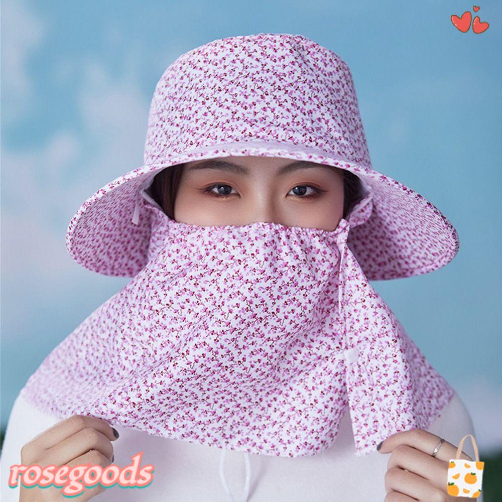 Mũ Rộng Vành Chống Nắng Họa Tiết Hoa Hồng Thời Trang Mùa Hè Ốp