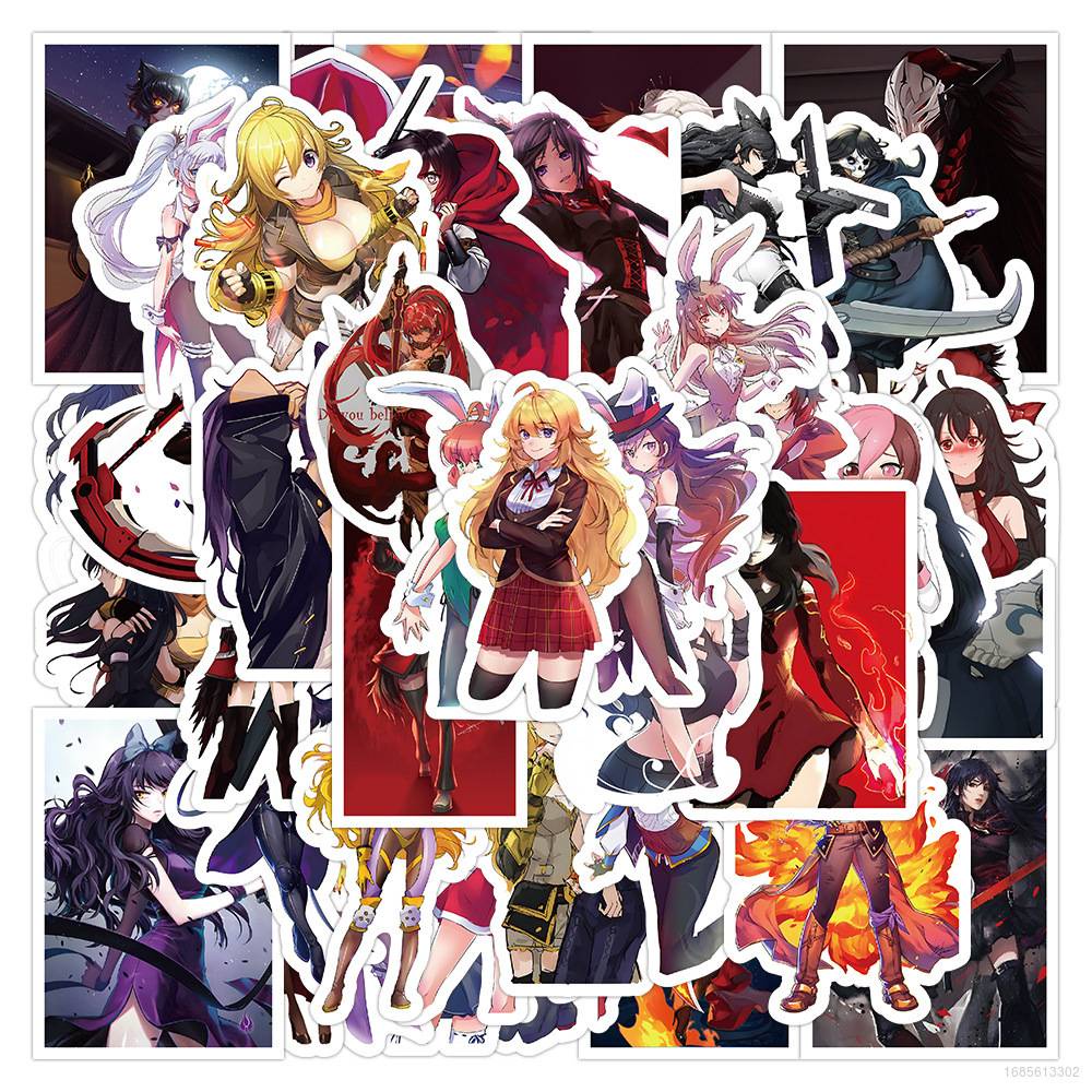 Bộ 50 Miếng Dán Hoạt Hình RWBY Chống Thấm Nước Trang Trí Ván Trượt