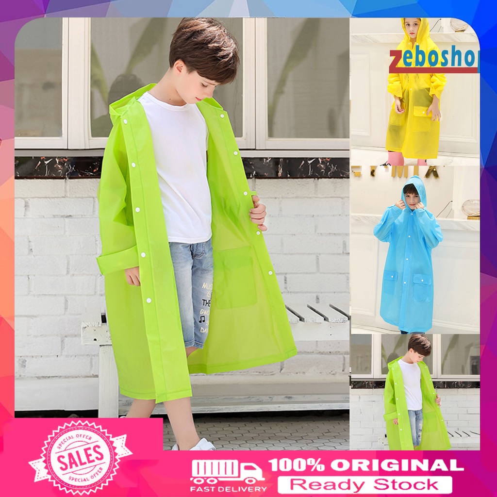 Áo Mưa Có Mũ Trùm Màu Sắc Trơn Chống Rò Rỉ Thân Thiện Với Môi Trường Cho Trẻ Em