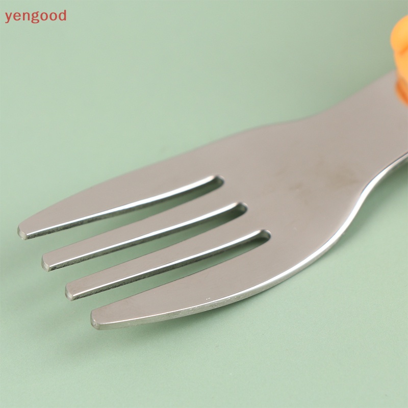 Bộ Muỗng Nĩa Bằng Thép Không Gỉ Hình Hà Mã Dễ Thương Cho Bé