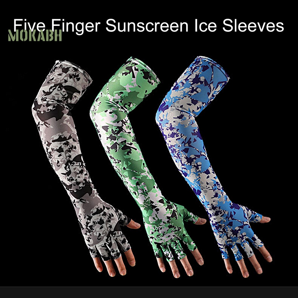 1 Cặp Ống Tay Áo Dài Bằng Lụa Lạnh Chống Trượt Họa Tiết Rằn Ri