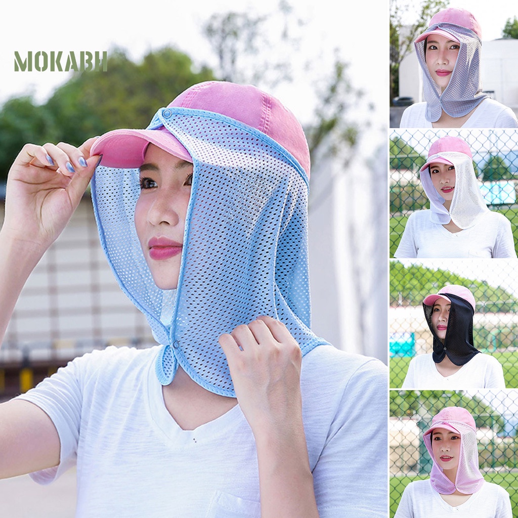 [Mok Abh] Khẩu Trang Chống Nắng Thoáng Khí Khô Nhanh Có Nút Cài Chống Tia UV Mỏng Co Giãn Bảo Vệ Đầu Khi Đạp Xe Ngoài