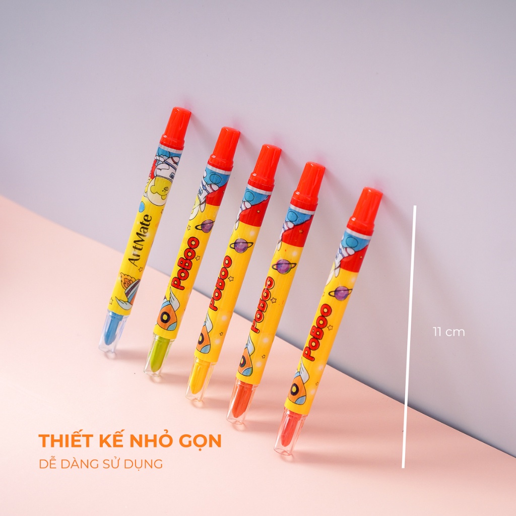 Bút Sáp Vặn Bộ 12, 18, 24 Chiếc Màu Sắc Chuẩn, Tự Nhiên, Tươi Sáng, Bám Giấy Tốt, An Toàn Cho Bé Tập Tô AM-TC301/302/303