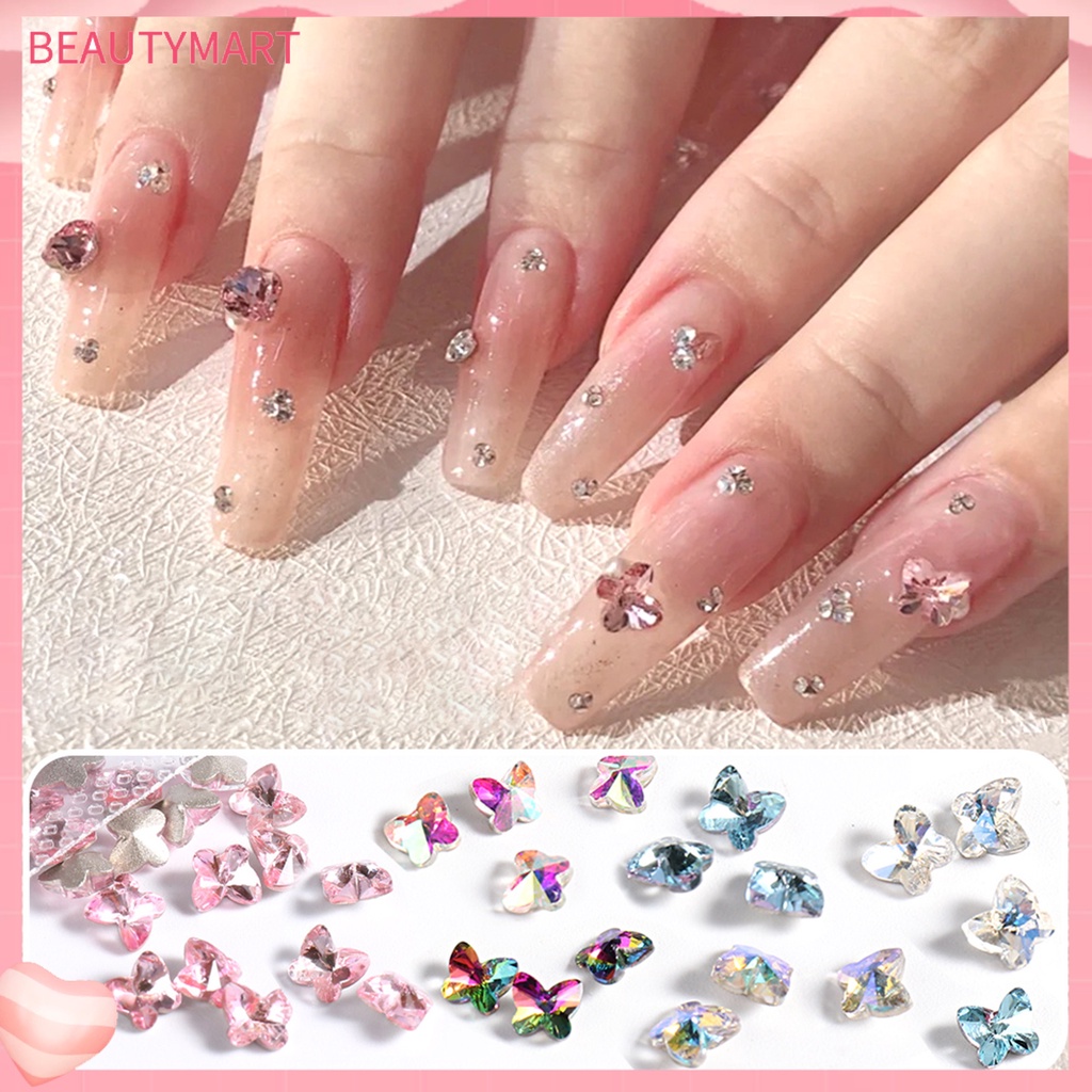 [beautymart] Phụ Kiện Trang Trí Móng Tay Mặt Kính Lấp Lánh Nhiều Màu Sắc DIY