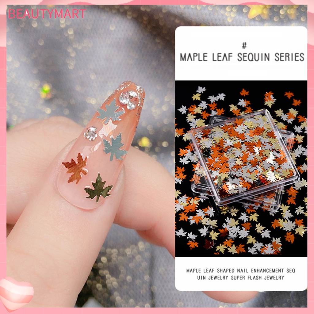 1 Hộp Kim Tuyến Lá Phong Mini Siêu Mỏng Nhiều Màu Sắc Lấp Lánh Trang Trí Móng Tay Nghệ Thuật DIY