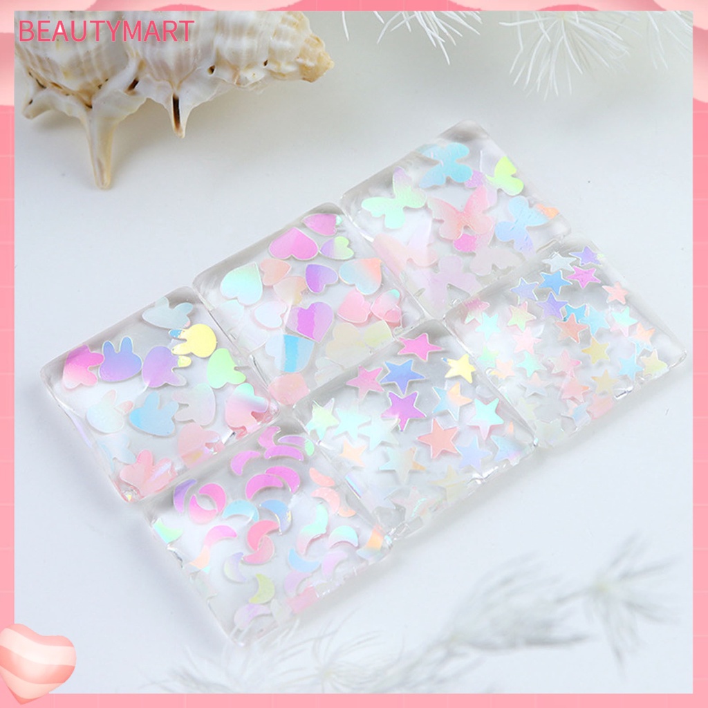 [beautymart] Hộp Kim Tuyến 12 Ngăn Hình Ngôi Sao / Trái Tim / Thỏ / Bướm / Lấp Lánh Trang Trí Móng Nghệ Thuật