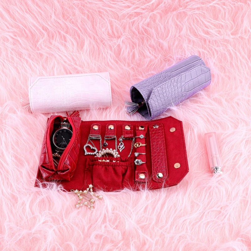 Flgo Túi Cuộn Đựng Trang Sức Bằng Da PU Tiện Dụng Mang Theo Du Lịch