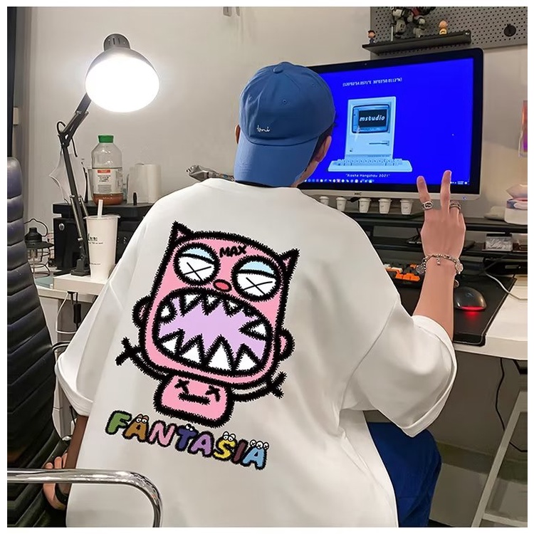 Áo Thun Cotton Tay Ngắn Dáng Rộng Phong Cách Đường Phố Mỹ Thời Trang Mùa Hè Cho Nam