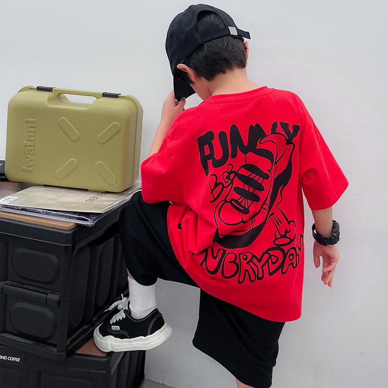 Áo Thun 100% Cotton Tay Ngắn Cổ Tròn Dáng Rộng In Hình Thời Trang Cho Bé 2-14 Tuổi Baby Tee