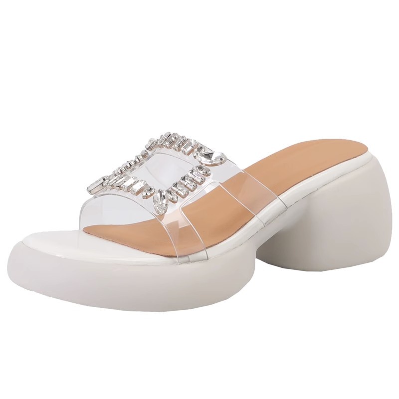 Duoya Tóc Thẳng ~ [Hàng Có Sẵn] Dép Sandal Đi Biển Hở Ngón Đế Dày Hở Ngón Đính Đá Kim Sa Lấp Lánh Cho Nữ Miễn Phí Vận Chuyển