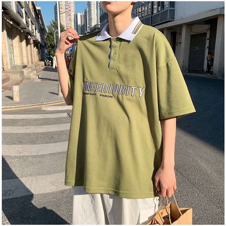 Áo Thun Polo Cotton Tay Ngắn Dáng Rộng Phong Cách Nhật Bản Thời Trang Mùa Hè Cho Nam