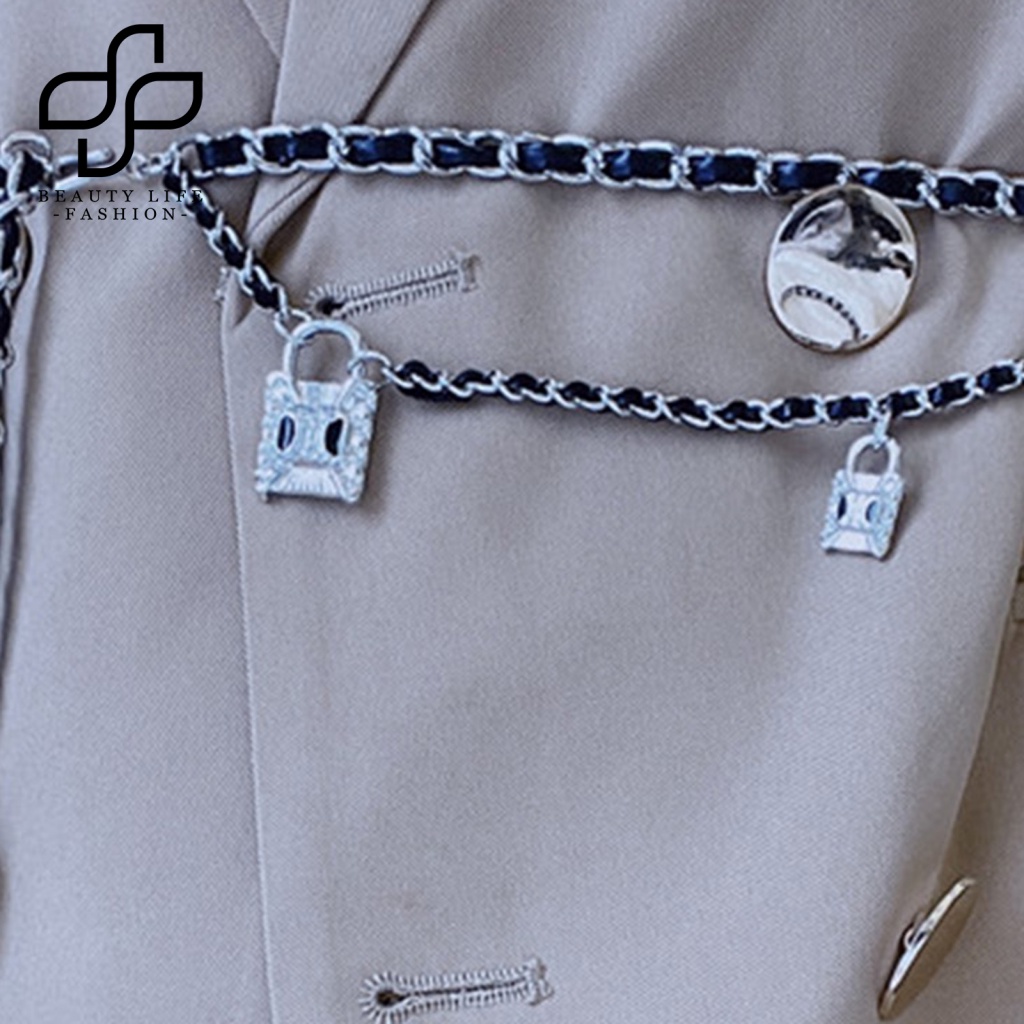 Beautylife Thắt Lưng Dạng Xích Bện Bằng Thép Không Gỉ Kết Cấu Trong Suốt Màu Sắc Tương Phản Phong Cách Punk Hiphop