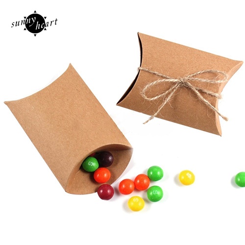 Set 50 Hộp Giấy Kraft Hình Gối Dùng Để Đựng Quà / Kẹo Cưới