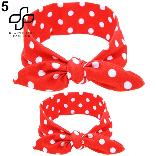 Băng Đô Cài Tóc Tai Thỏ In Họa Tiết Xinh Xắn Thời Trang Cho Mẹ Và Bé