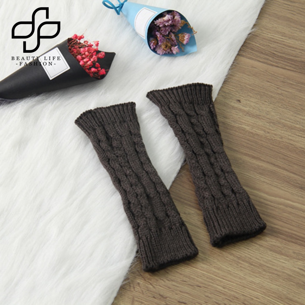 Găng Tay Len Dài Hở Ngón Dày Dặn Giữ Ấm Mùa Đông Cho Nam Và Nữ