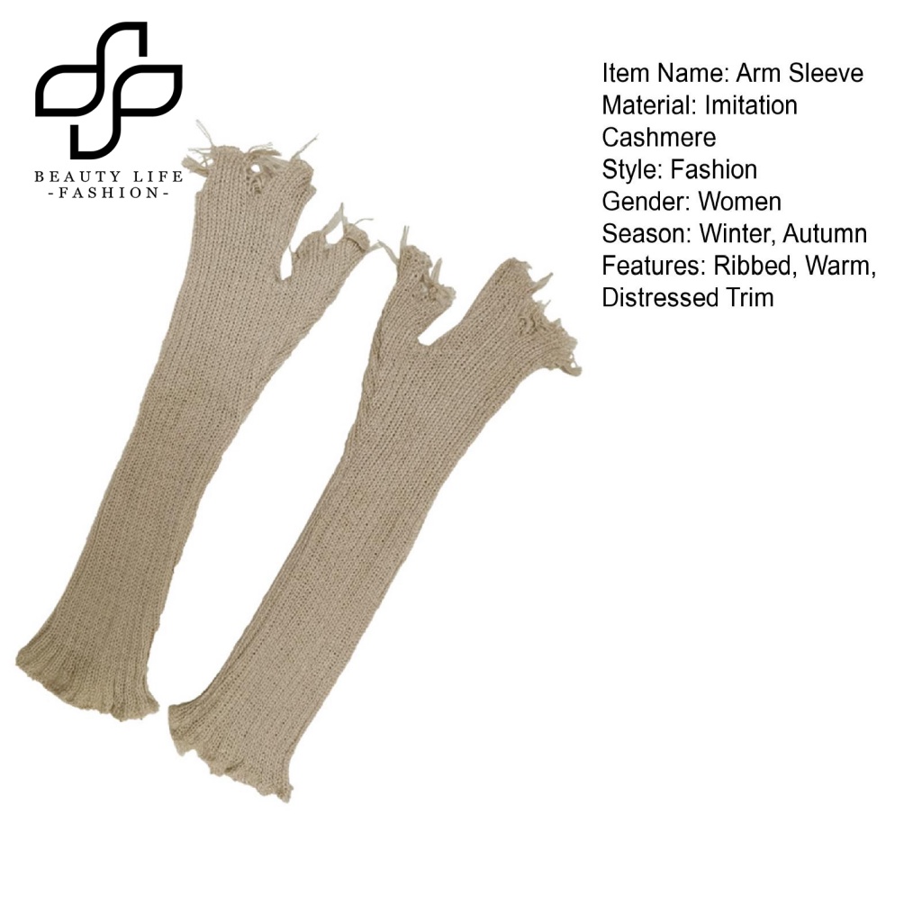 1 Cặp Găng Tay Dệt Kim Hở Ngón Màu Trơn Phong Cách Gothic Punk Giữ Ấm