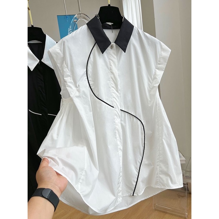 Áo Sơ Mi Mùa Hè Dáng Chữ A Không Tay Che Bụng Phong Cách Hàn Quốc Cho Nữ