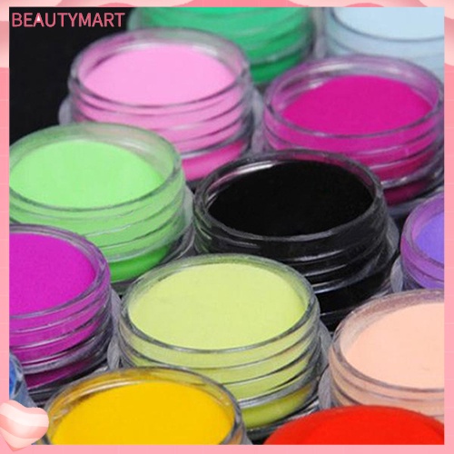 Set 12 Lọ Bột Acrylic 3D Nhiều Màu Sắc Dùng Trang Trí Móng Nghệ Thuật DIY