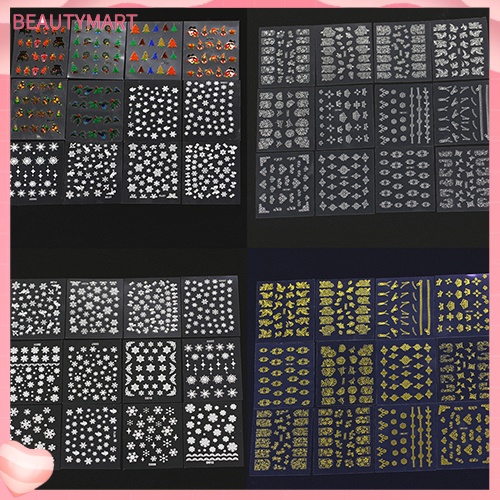 Set 12 Tấm Sticker Họa Tiết Bông Tuyết Giáng Sinh 3D Trang Trí Móng Nghệ Thuật DIY