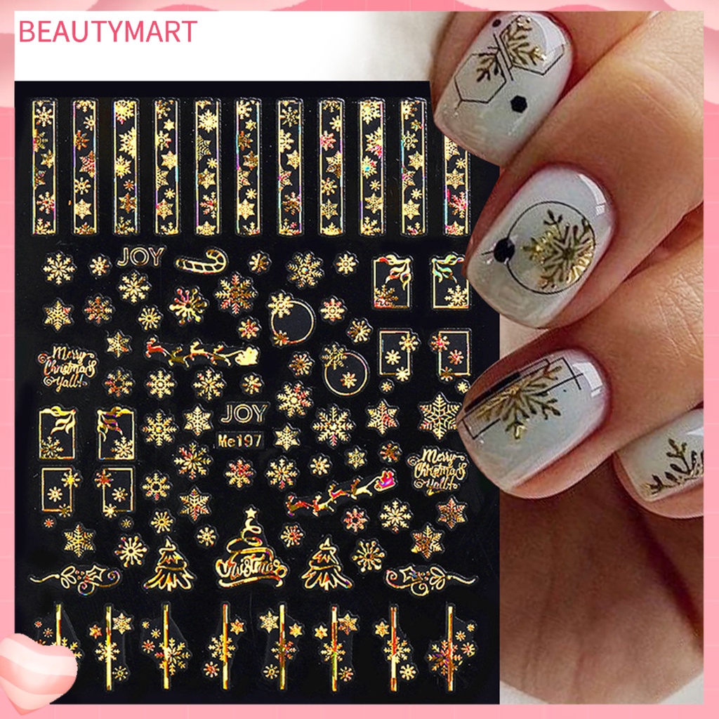 Nhãn Dán Móng Tay Tự Dính Siêu Mỏng Chủ Đề Giáng Sinh 3D DIY