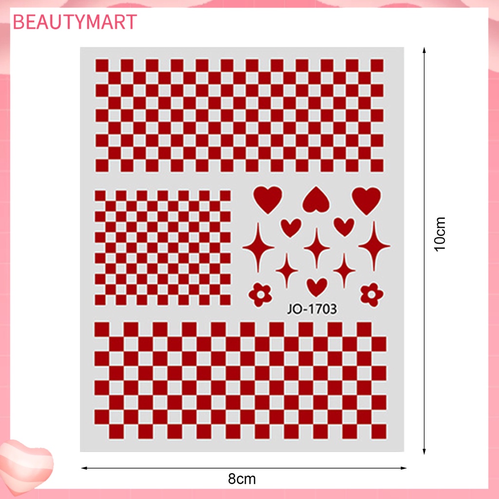Miếng Dán Móng Tay Tự Dính Họa Tiết Kẻ Ô Dành Cho Nữ
