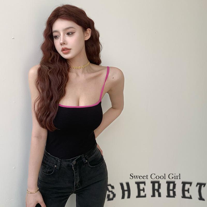 Áo Hai Dây LAA8 Màu Sắc Tương Phản Thời Trang Mùa Hè Quyến Rũ Cho Nữ