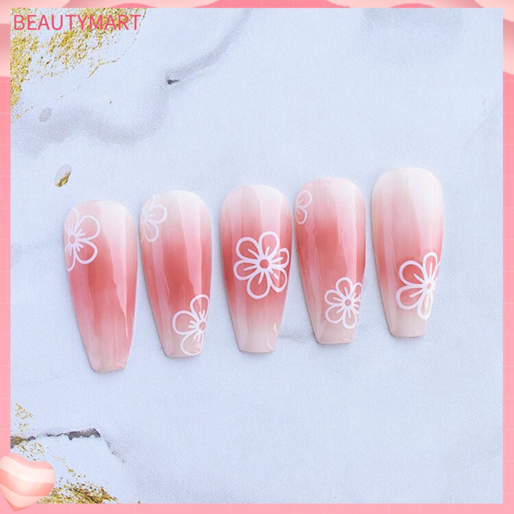 1 Tờ Nhãn Dán Móng Tay Chuyển Đổi Tự Dính Họa Tiết Hoa Anh Đào Màu Trắng Có Thể Tháo Rời