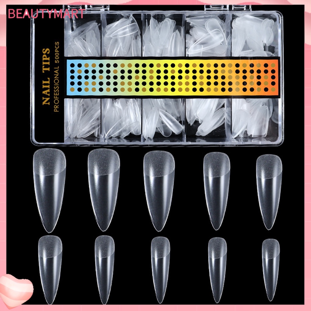 Bộ 500 Móng Tay Giả Cong Chữ C Trong Suốt Dùng Trang Trí Móng Nghệ Thuật DIY