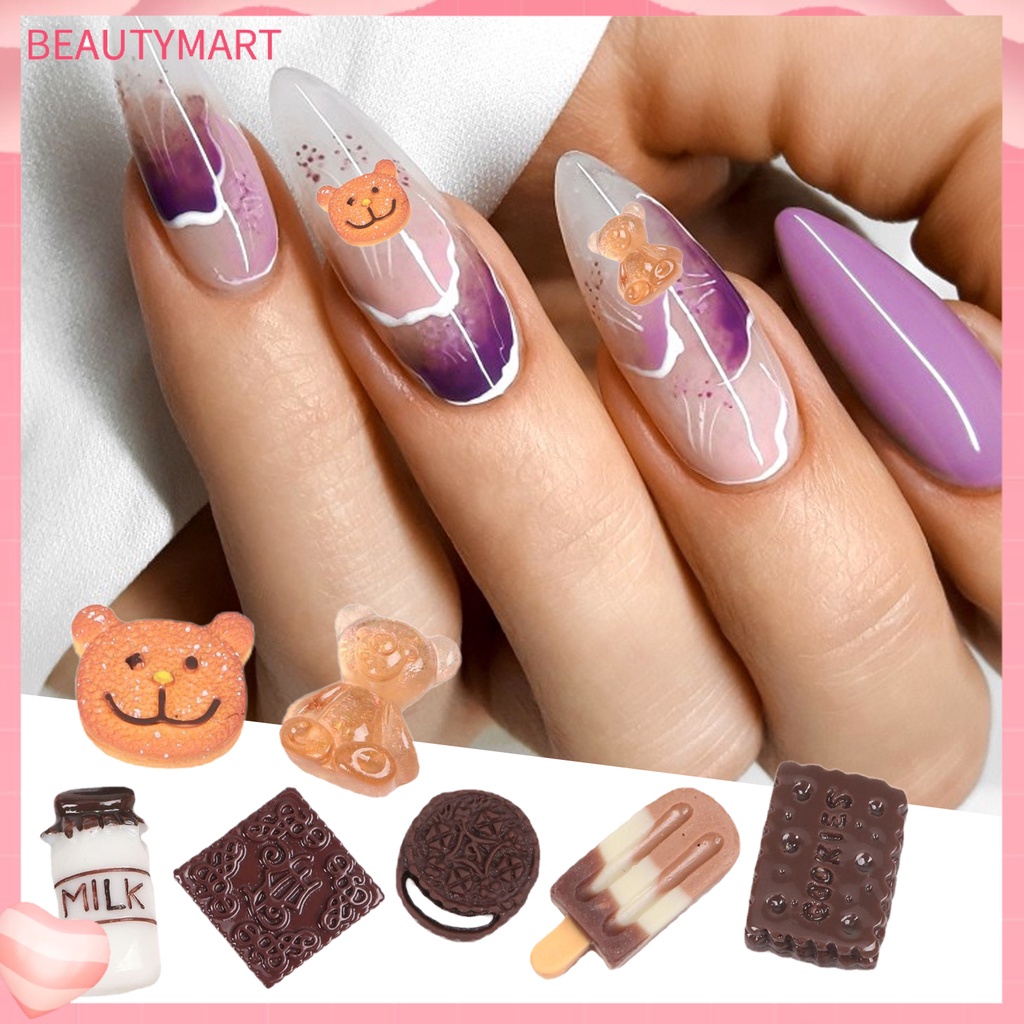 Set 30 Phụ Kiện Trang Trí Móng Tay 3D Bằng Nhựa Resin Chống Nước DIY