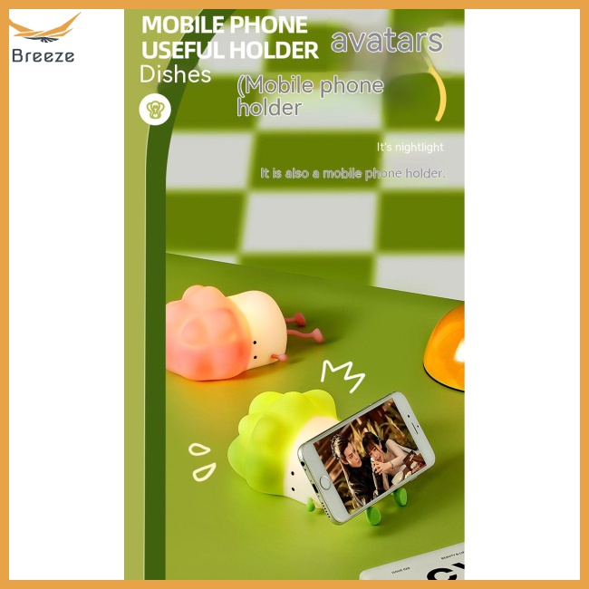 Đèn Ngủ Silicone 5v 1w 3 Mức Độ Sáng 1200mah Có Giá Đỡ Điện Thoại Tiện Lợi