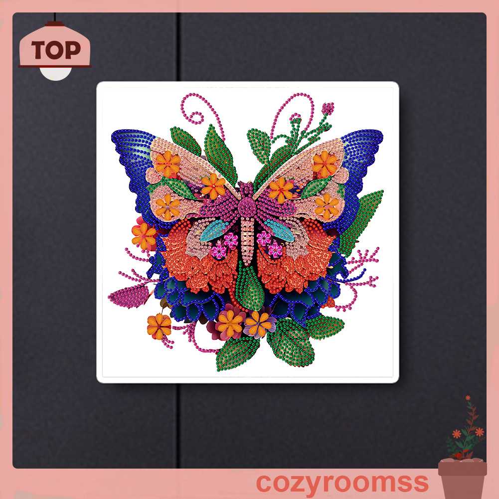 Tranh Đính Đá Hình Cánh Bướm 5D Nghệ Thuật Tự Làm Thủ Công Treo Trang Trí Nội Thất