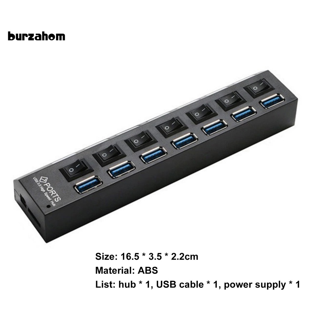 Bộ Chia 7 Cổng USB 3.0 Kèm Công Tắc Tiện Dụng Cho Máy Tính