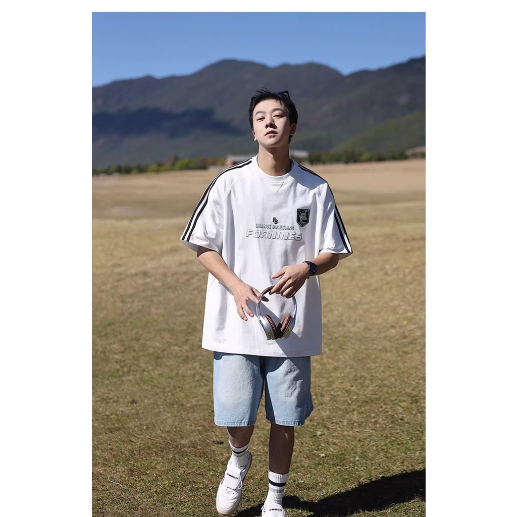 Áo Thun Cotton Tay Ngắn Dáng Rộng Phong Cách Đường Phố Mỹ Thời Trang Mùa Hè Cho Nam