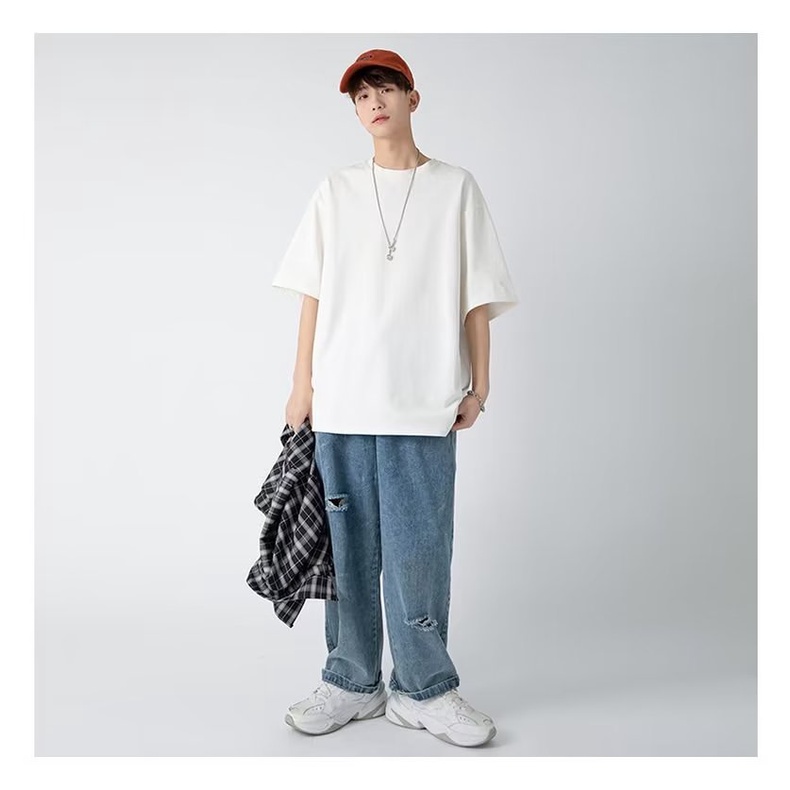 Áo Thun Cotton Tay Ngắn Màu Trơn Đơn Giản Nhanh Khô Thời Trang Hàn Quốc Cho Nam