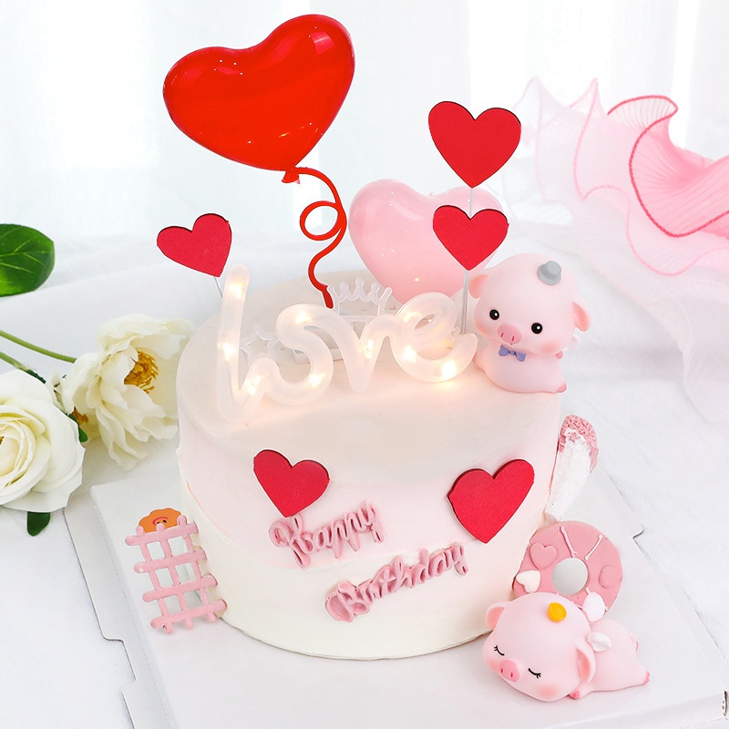 Phụ Kiện Trang Trí Bánh Kem Hình Trái Tim Đơn Giản Thời Trang