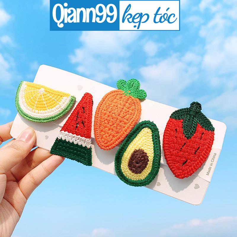 💓Kẹp tóc đan len hình trái cây xinh xắn dành cho bé gái