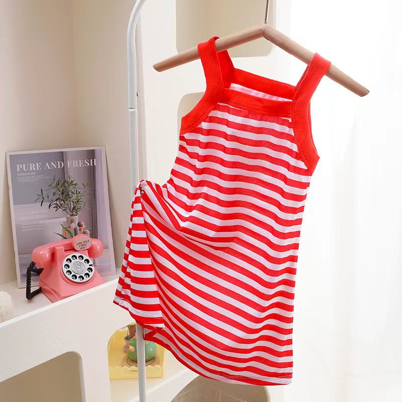 💜Đầm Công Chúa Hai Dây Vải Lụa Lạnh In Hoa Thời Trang Mùa Hè 2023 Mới Cho Bé Gái