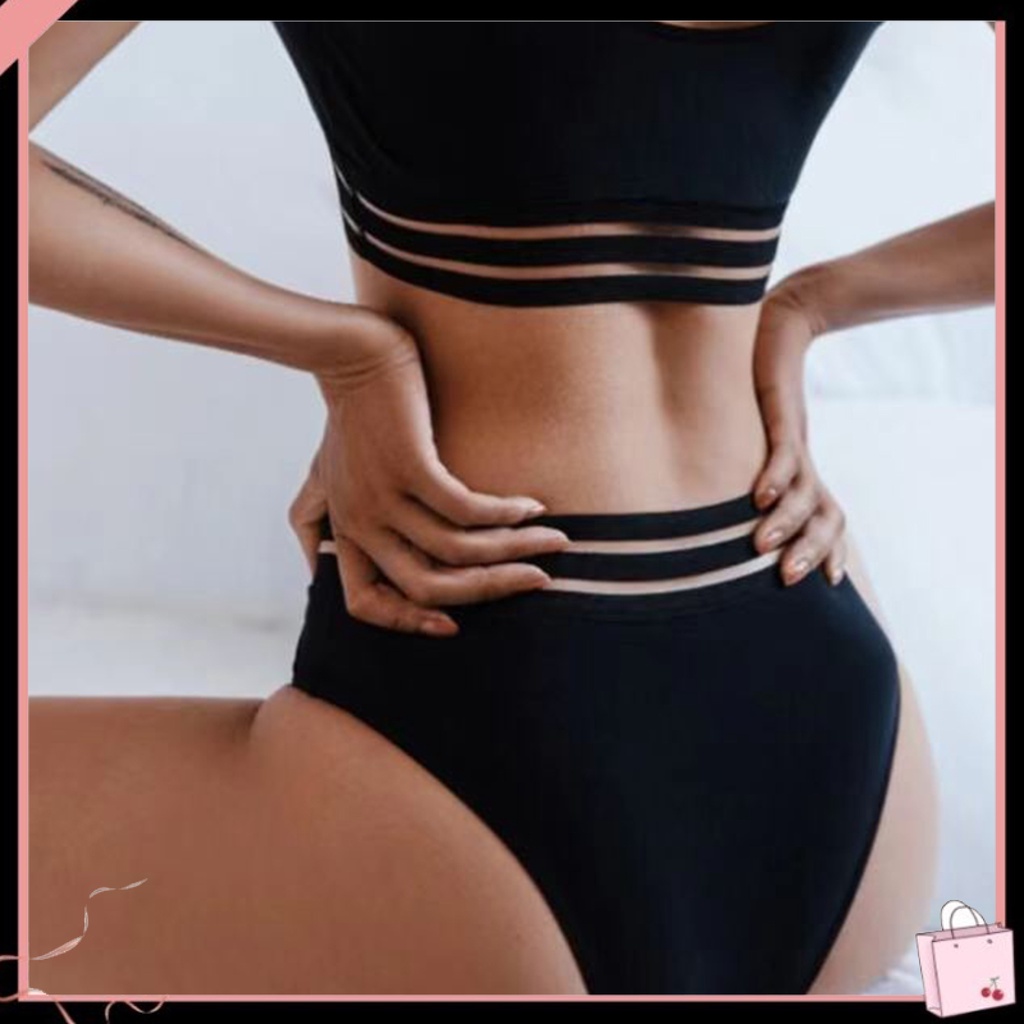 Bộ Bikini Hai Mảnh Màu Sắc Lưng Cao Cổ Chữ V Có Mút Nâng Ngực Cho Nữ