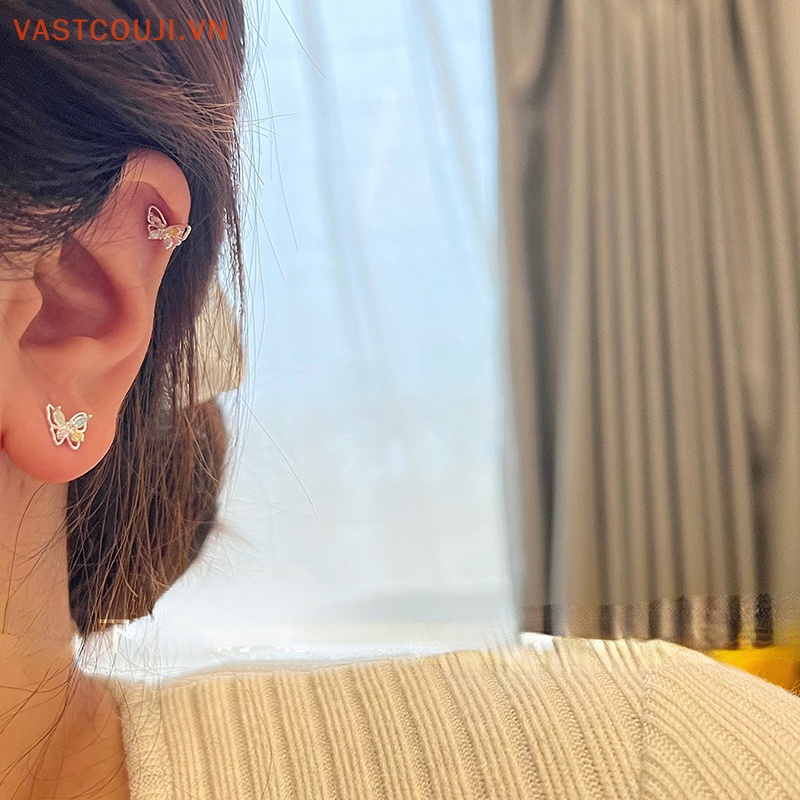 Khuyên Tai Hình Bướm Đính Đá Zircon Sang Trọng Cho Nữ