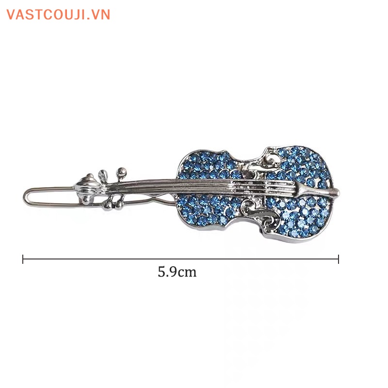 Kẹp Tóc Kim Loại Đính Đá Hình Đàn Violin Thời Trang
