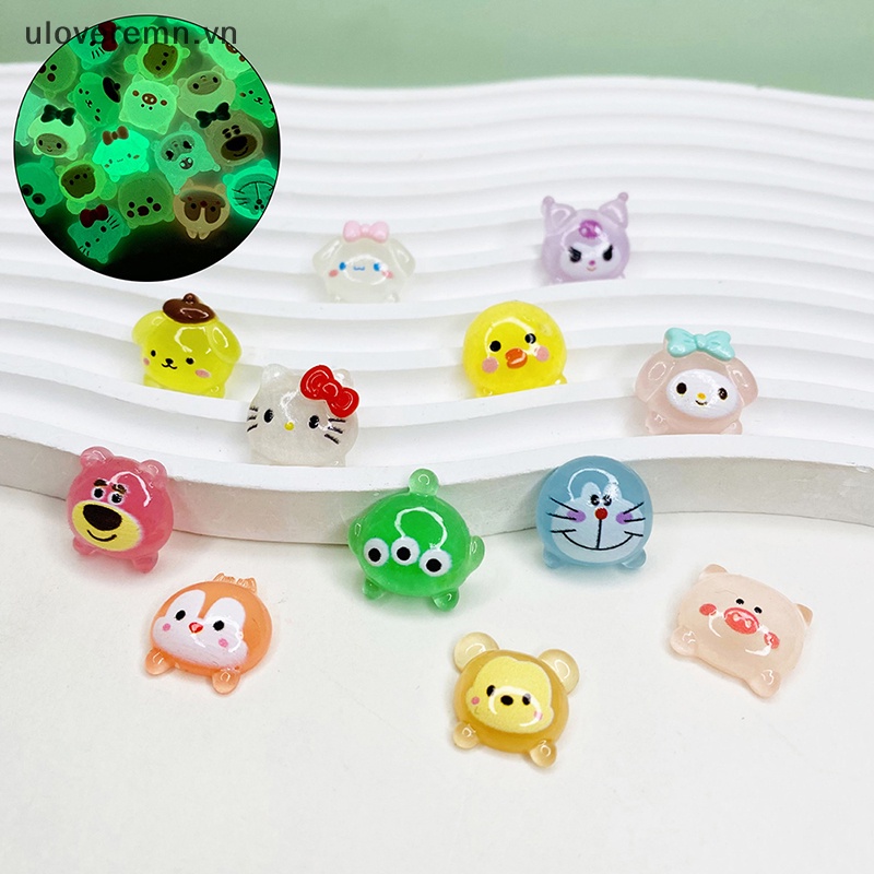 Set 5 Thẻ Đồ Chơi Mini Bằng Nhựa Phát Quang Hình Hoạt Hình Dễ Thương Trang Trí Điện Thoại