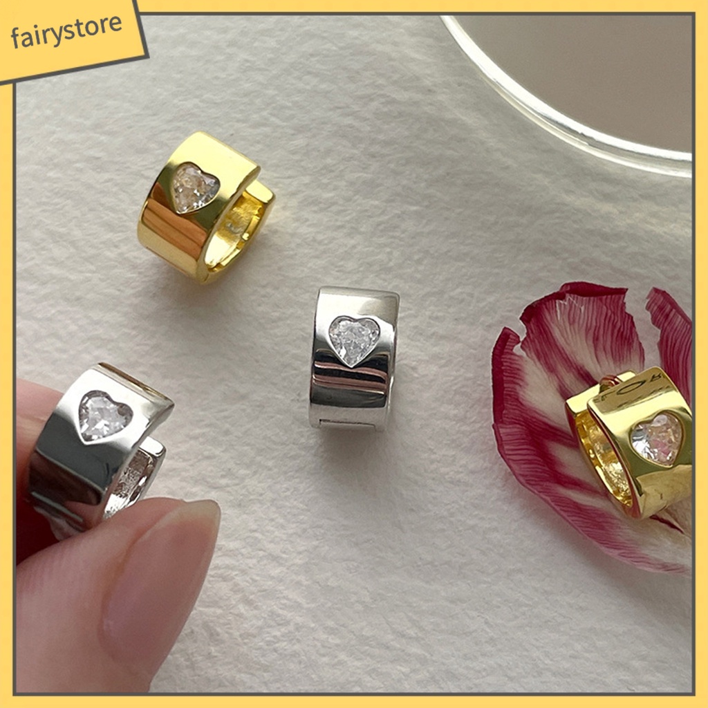 1 Đôi Bông Tai Hình Trái Tim Đính Đá Thời Trang Dành Cho Nữ