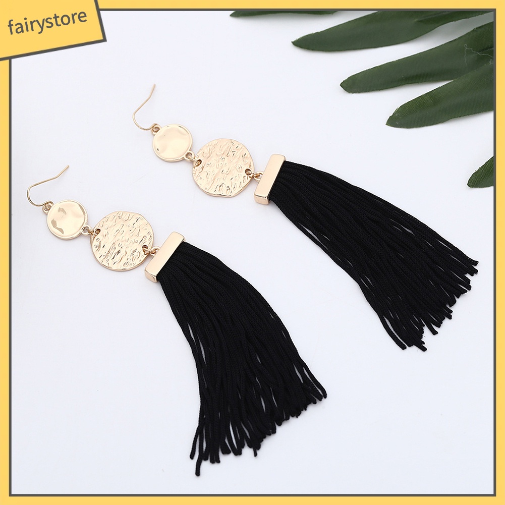 Bông Tai Tua Rua Dáng Dài Phong Cách Bohemia Thời Trang Dự Tiệc Cho Nữ