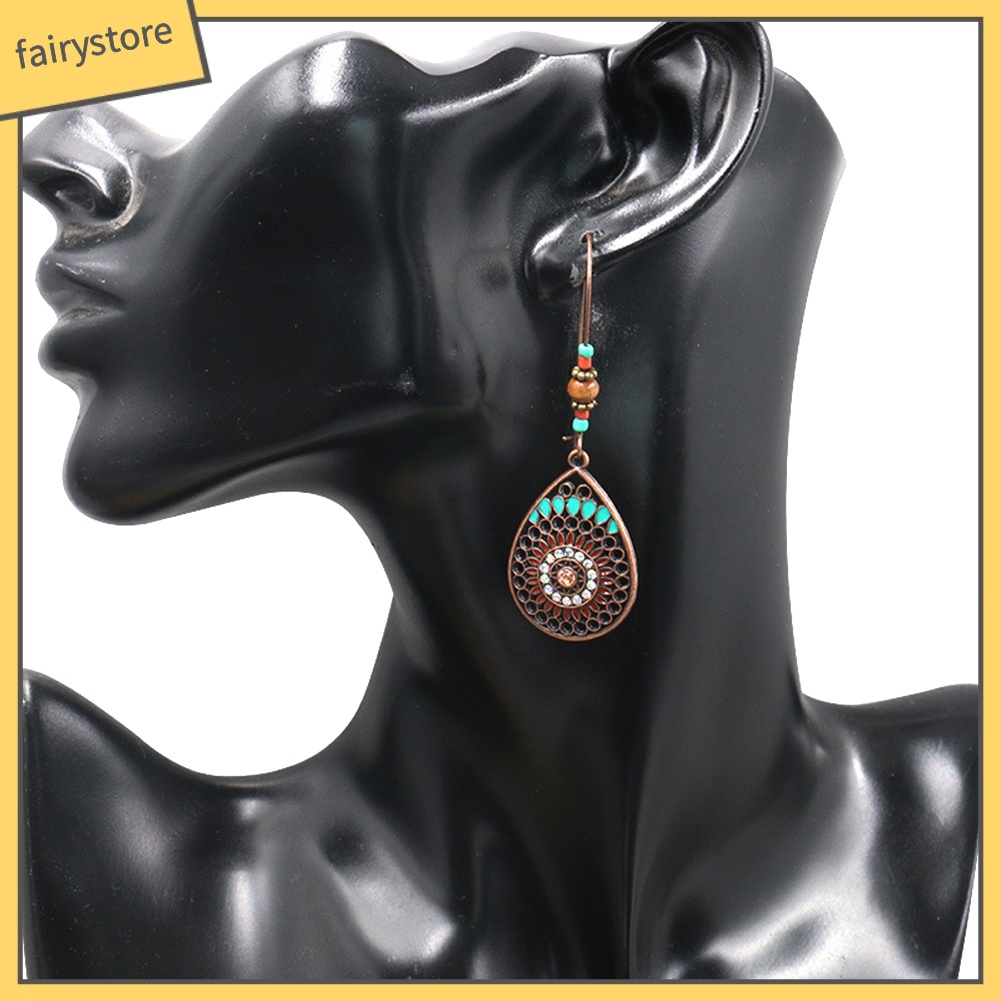 Bông Tai Chuỗi Hạt Hình Giọt Nước Phong Cách Bohemia Dành Cho Nữ