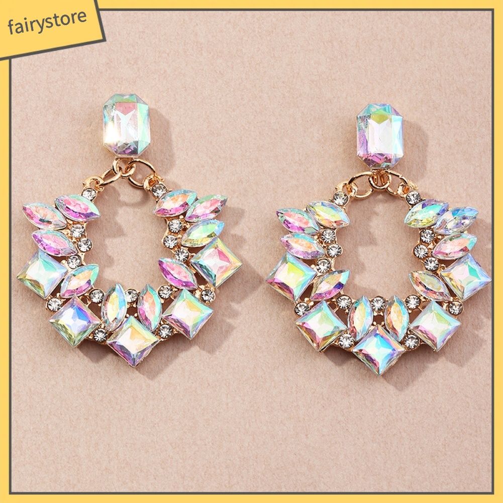 Khuyên Tai Tròn Đính Đá Lấp Lánh Thời Trang Cho Nữ