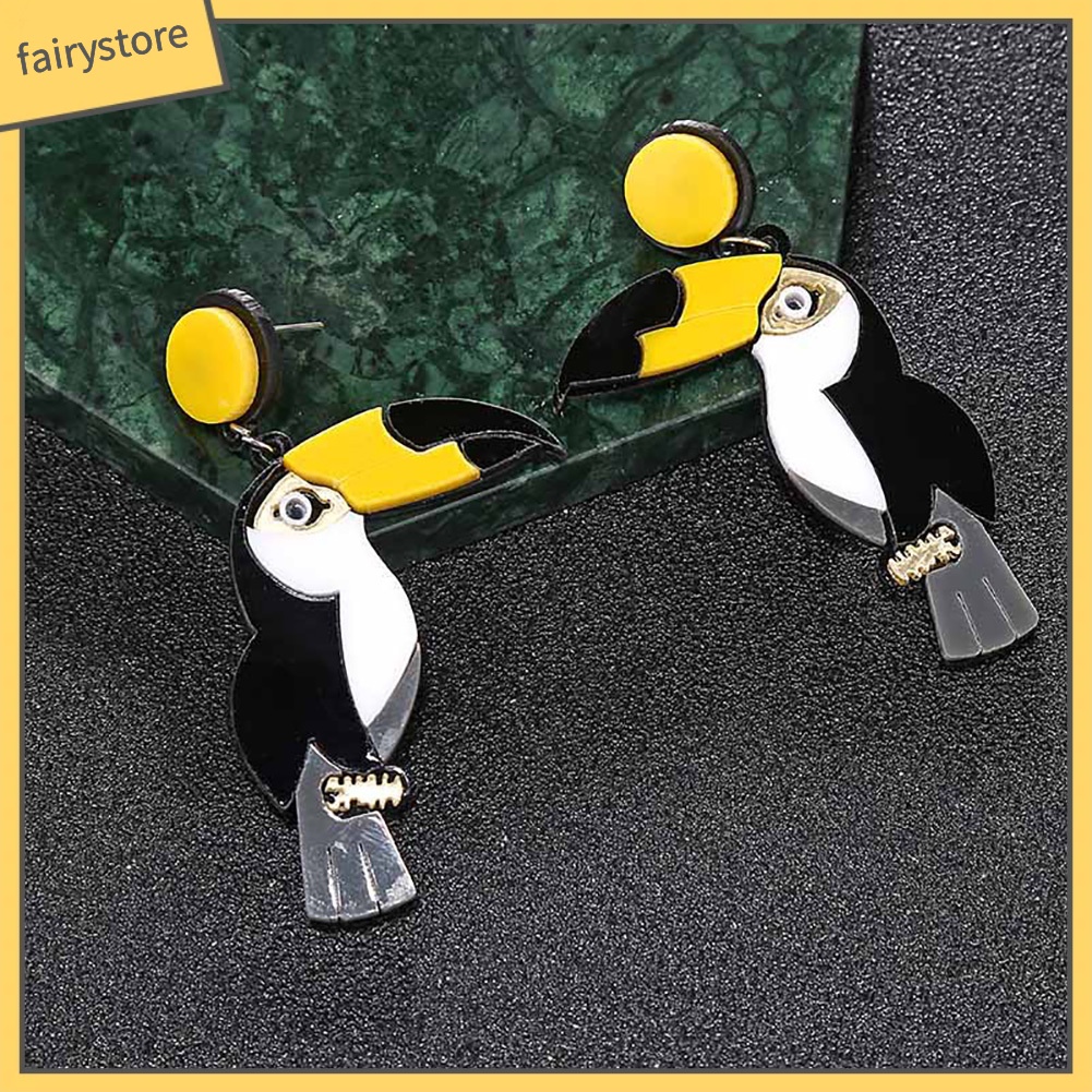 Bông Tai Dáng Dài Mặt Hình Chim Vẹt Nhiều Màu Sắc Thời Trang Cho Nữ