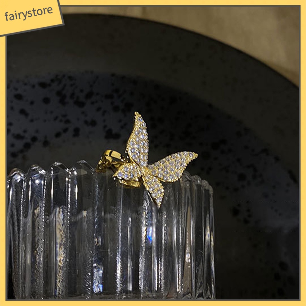 1 Khuyên Vành Tai Hình Bướm Đính Đá Lấp Lánh Thời Trang Cho Nữ