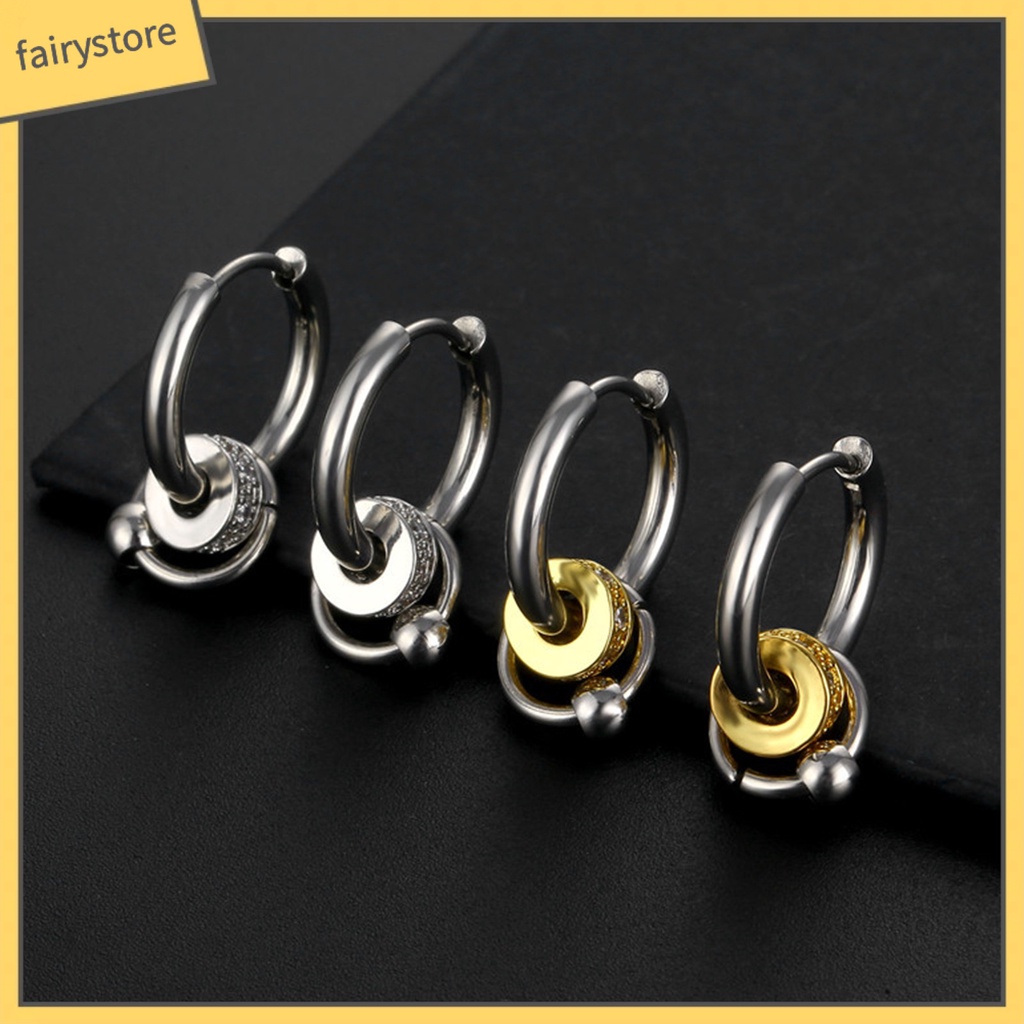 1 Khuyên Tai Thép Titan Nhiều Lớp Phong Cách Hip Hop Đơn Giản Thời Trang Cho Nam