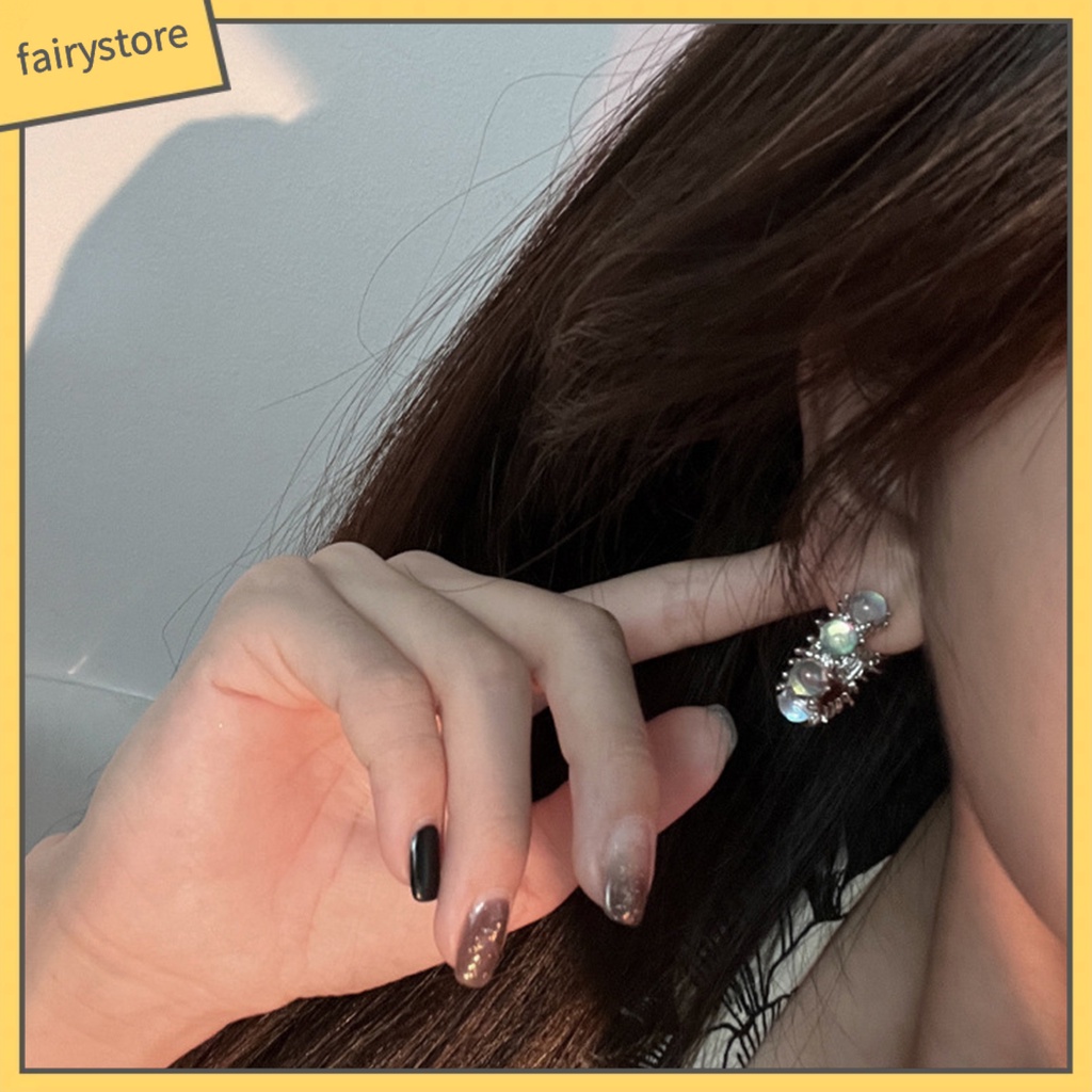 1 Đôi Bông Tai Đính Đá Mặt Trăng Bằng Hợp Kim Thời Trang Dành Cho Nữ